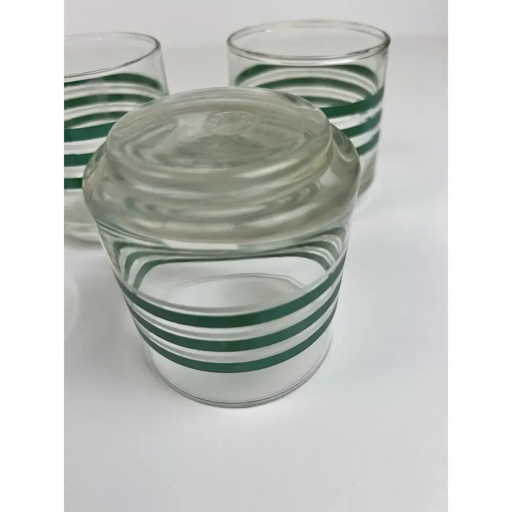 Vintage Green & White Stripe Libbey Glass 3